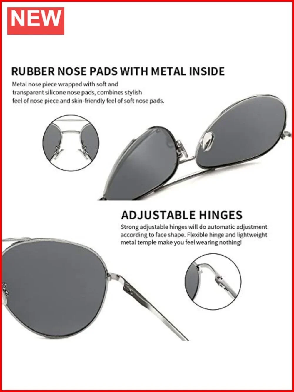 Oversized Aviator Sunglasses Women Polarized Mirrored Metal Frame UV Protection